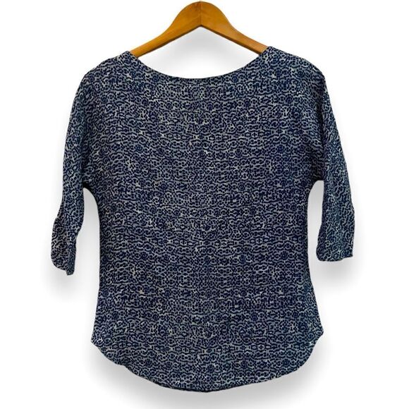 Carolina Herrera Silk Blouse Sz 0-6 3/4 Sleeves Gray Blue Dots - Picture 1 of 11